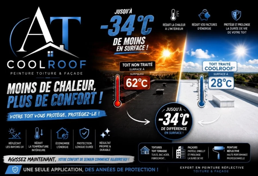 Peinture thermique réfléchissante sur toiture à Perpignan